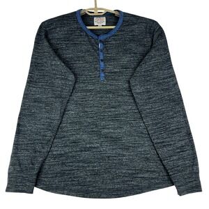 Lucky Brand Henley Shirt Mens L Charcoal Gray Marled Space Dye Long Sleeve